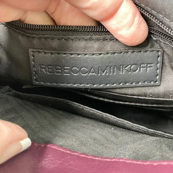 Rebecca Minkoff Midnighter Large Leather Messenger Bag in Eggplant and Black - Picture 6 of 12